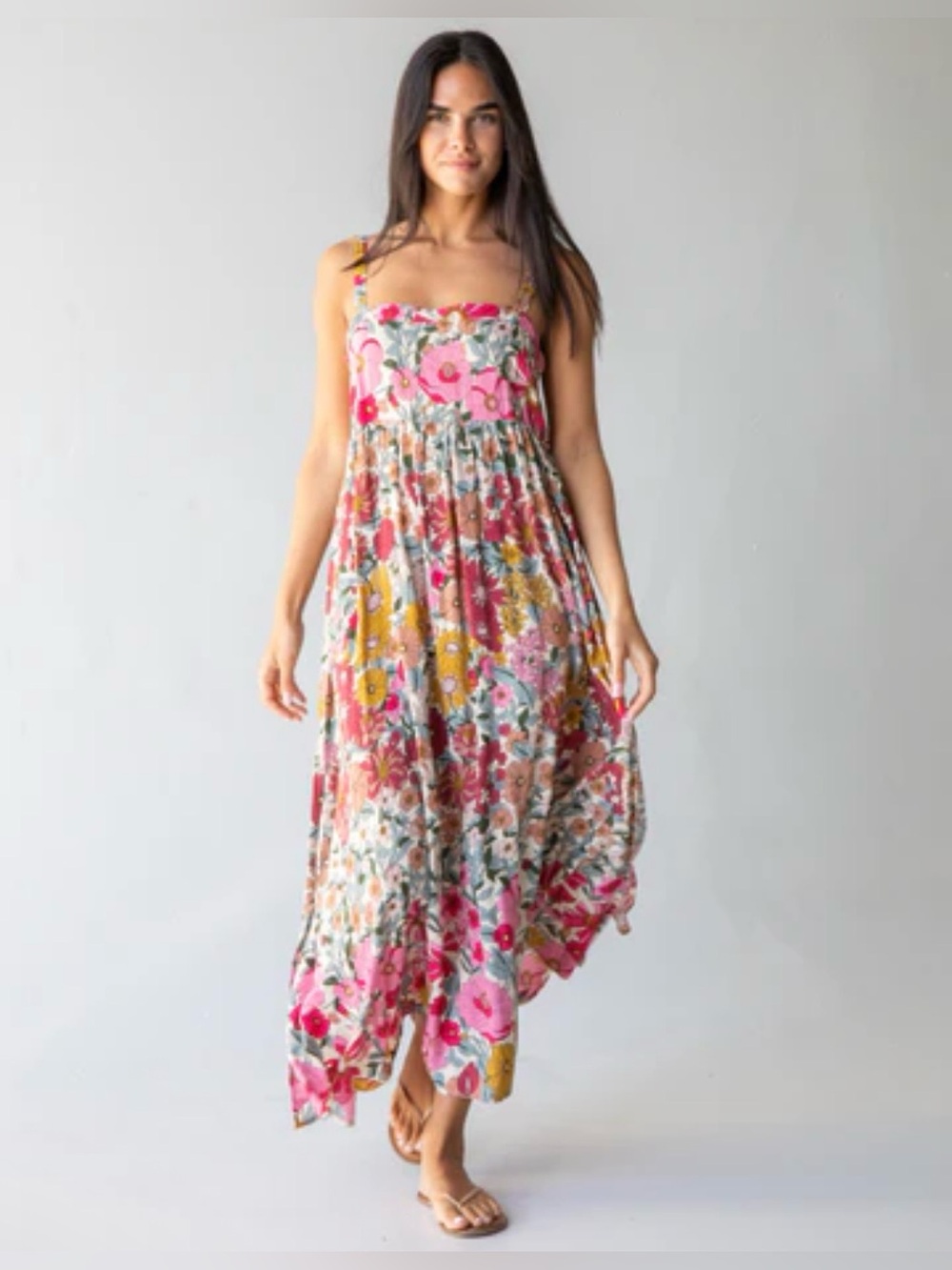 NWT Natural Life Patti Side Slit Maxi Dress in a floral print.